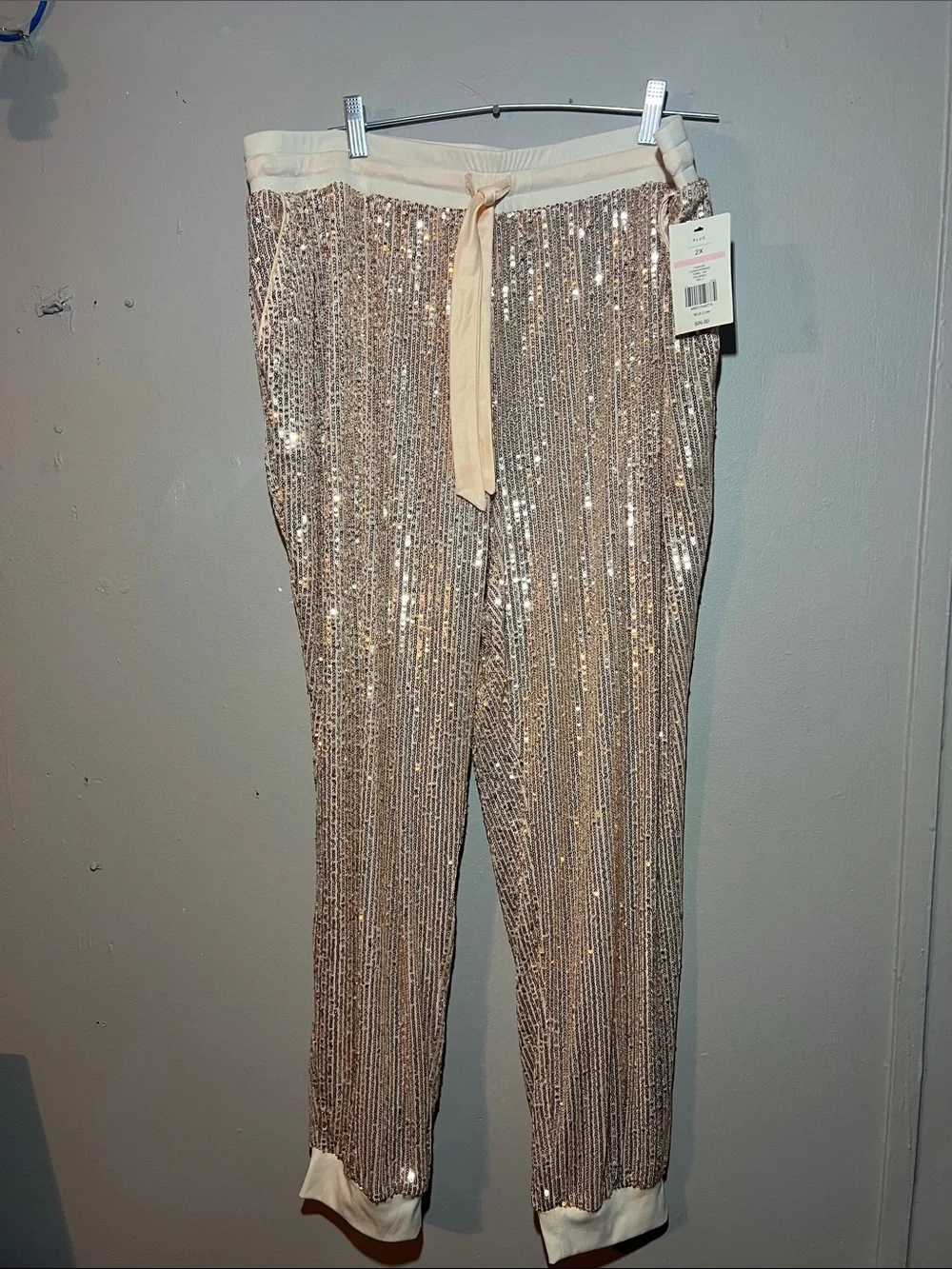 The Limited Rose Gold Sequin Jogger Pants